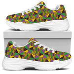 African Kente Pattern Print White Chunky Shoes