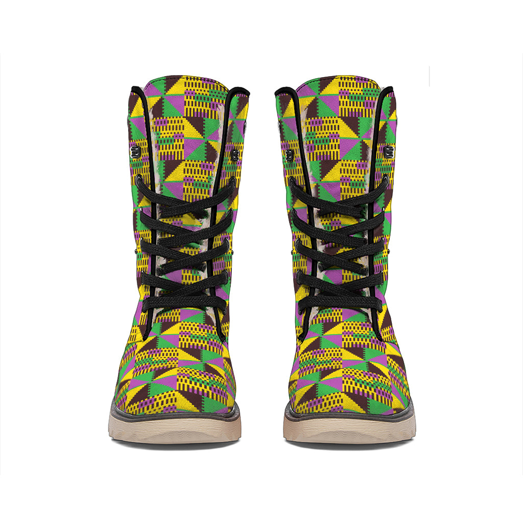 African Kente Pattern Print Winter Boots