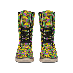 African Kente Pattern Print Winter Boots