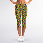 African Kente Pattern Print Women's Capri Leggings
