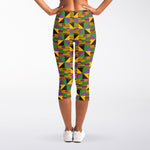 African Kente Pattern Print Women's Capri Leggings