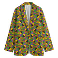 African Kente Pattern Print Women's Cotton Blazer