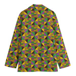 African Kente Pattern Print Women's Cotton Blazer