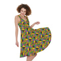 African Kente Pattern Print Sleeveless Knee Length Dress
