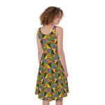 African Kente Pattern Print Women's Sleeveless Dress