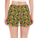African Kente Pattern Print Women's Split Running Shorts