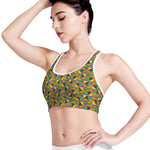 African Kente Pattern Print Women's Sports Bra