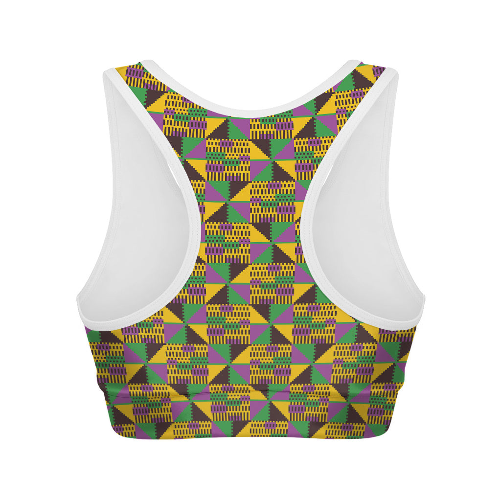 African Kente Pattern Print Women's Sports Bra