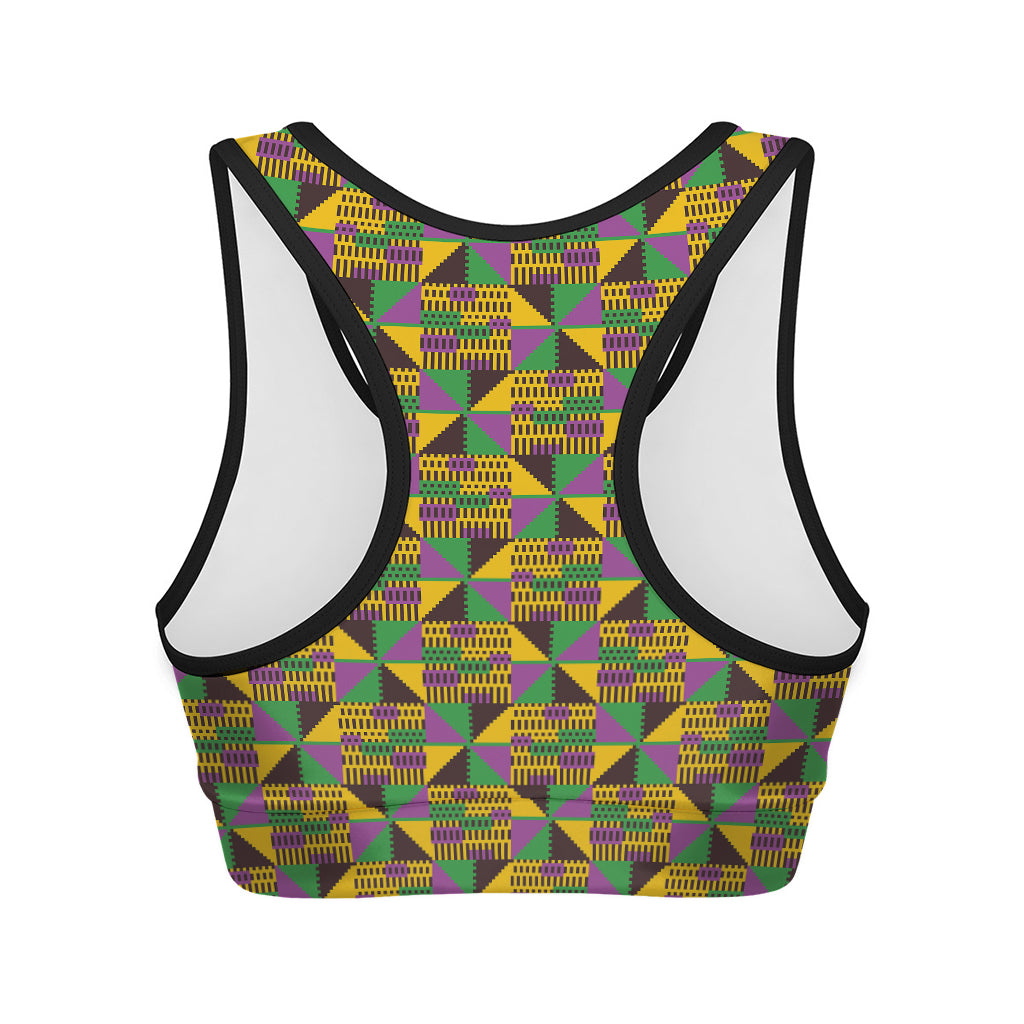 African Kente Pattern Print Women's Sports Bra