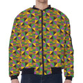 African Kente Pattern Print Zip Sleeve Bomber Jacket