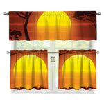 African Savanna Sunset Print 3 Piece Kitchen Curtains