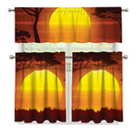 African Savanna Sunset Print 3 Piece Kitchen Curtains