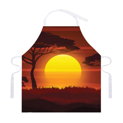 African Savanna Sunset Print Adjustable Apron