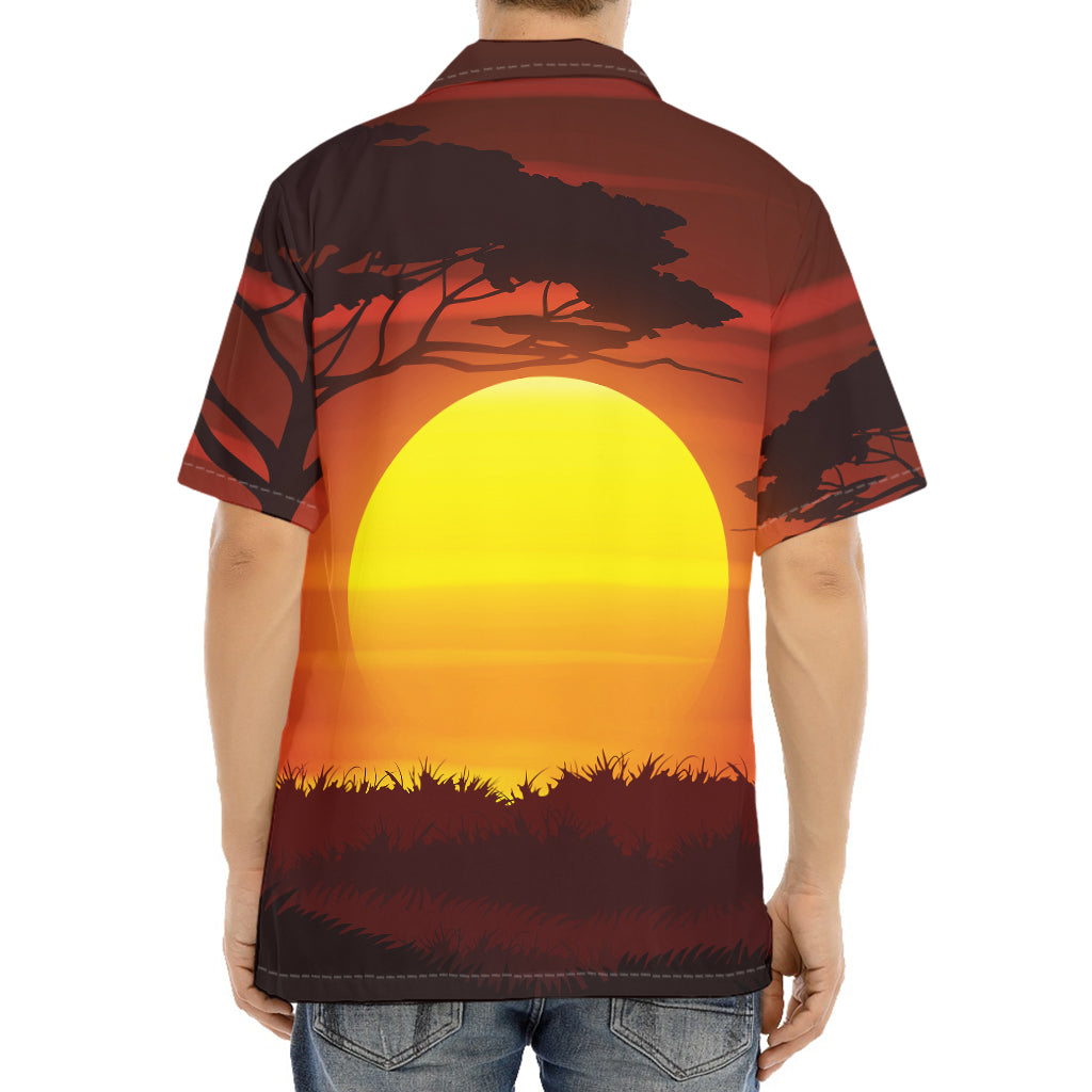 African Savanna Sunset Print Aloha Shirt