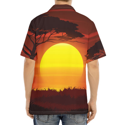 African Savanna Sunset Print Aloha Shirt