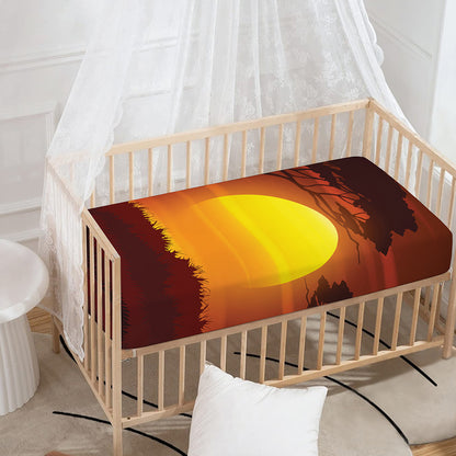African Savanna Sunset Print Baby Crib Sheet