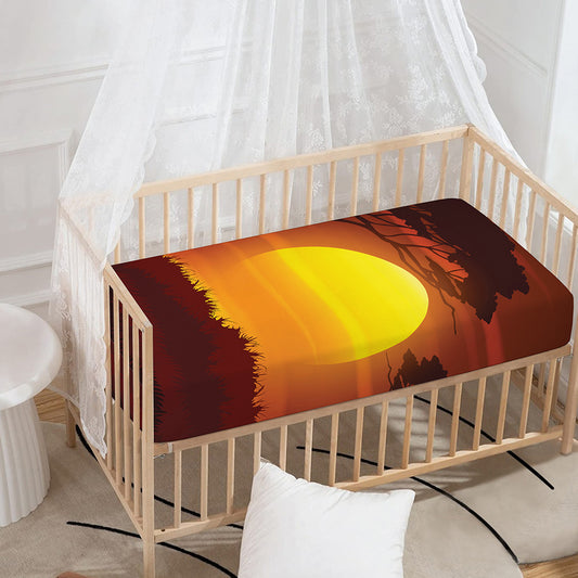 African Savanna Sunset Print Baby Crib Sheet