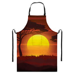 African Savanna Sunset Print Bib Apron With Pocket