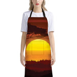 African Savanna Sunset Print Bib Apron With Pocket