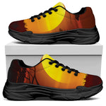 African Savanna Sunset Print Black Chunky Shoes
