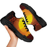 African Savanna Sunset Print Black Chunky Shoes