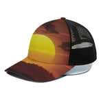 African Savanna Sunset Print Black Mesh Trucker Cap