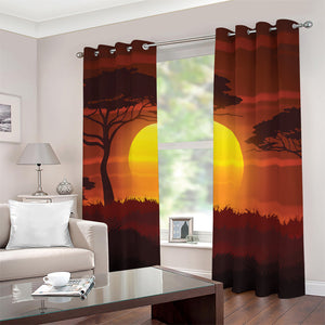 African Savanna Sunset Print Blackout Grommet Curtains