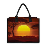African Savanna Sunset Print Canvas Tote Bag