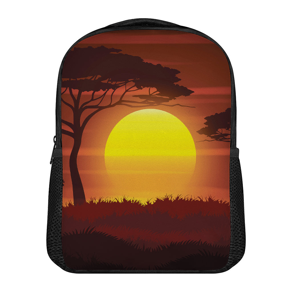 African Savanna Sunset Print Casual Backpack