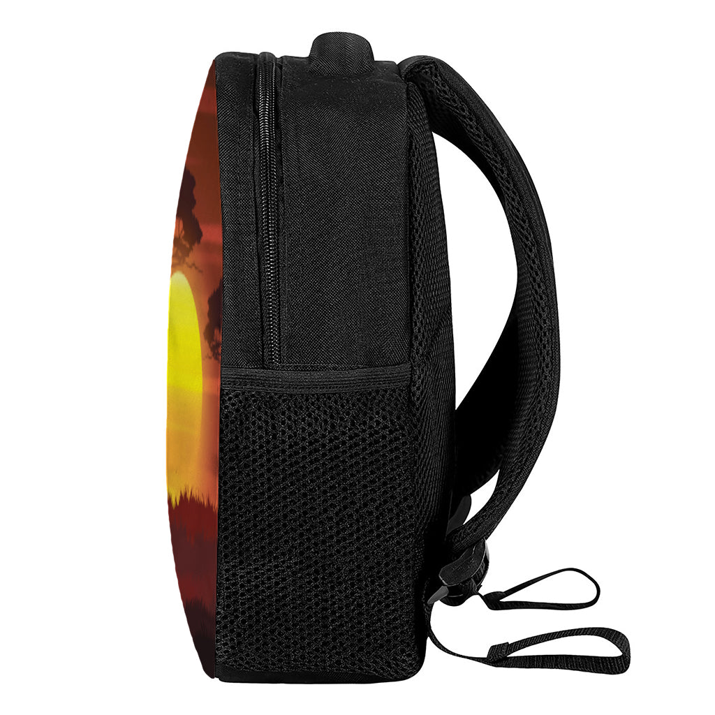 African Savanna Sunset Print Casual Backpack