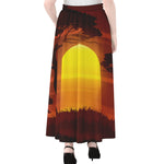 African Savanna Sunset Print Chiffon Maxi Skirt