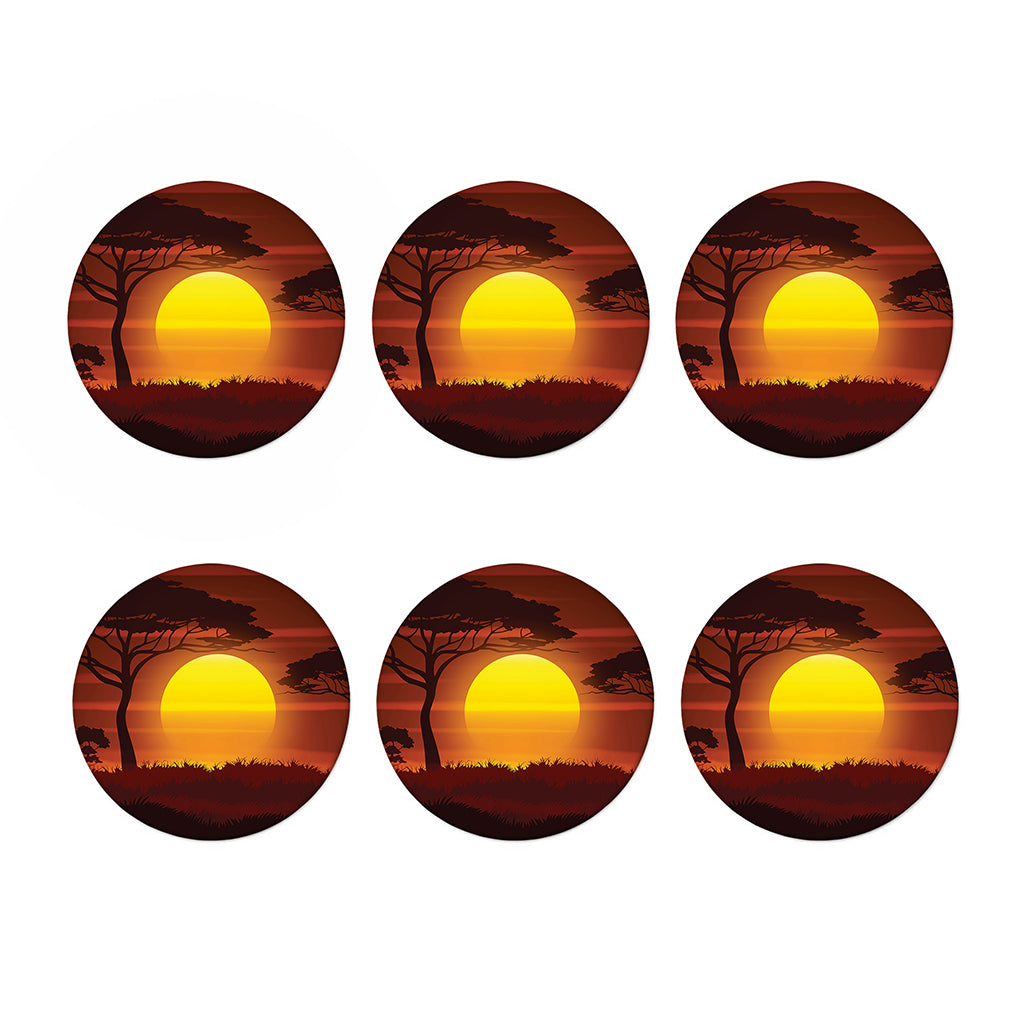 African Savanna Sunset Print Coaster Set