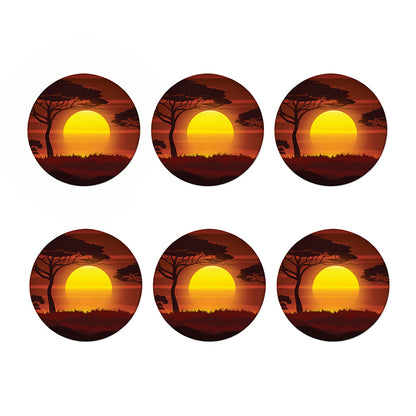 African Savanna Sunset Print Coaster Set