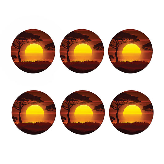 African Savanna Sunset Print Coaster Set