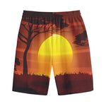 African Savanna Sunset Print Cotton Shorts