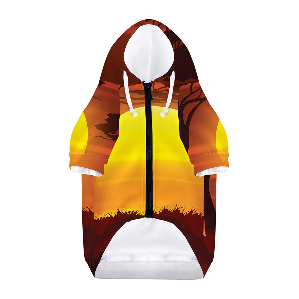 African Savanna Sunset Print Dog Zip Up Hoodie