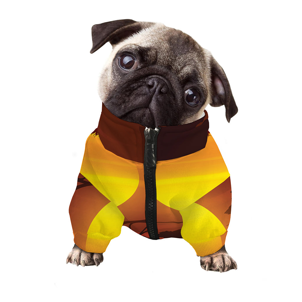 African Savanna Sunset Print Dog Zip Up Jacket