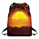 African Savanna Sunset Print Drawstring Backpack
