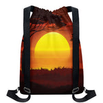 African Savanna Sunset Print Drawstring Backpack