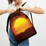 African Savanna Sunset Print Drawstring Backpack