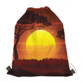 African Savanna Sunset Print Drawstring Bag