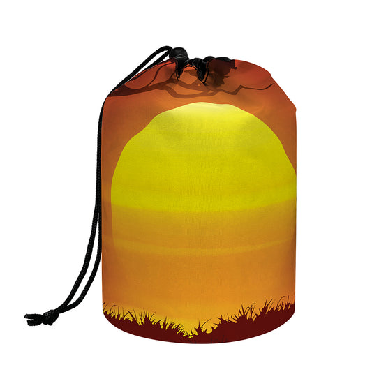 African Savanna Sunset Print Drawstring Makeup Bag