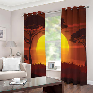 African Savanna Sunset Print Extra Wide Grommet Curtains