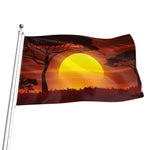 African Savanna Sunset Print Flag