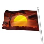 African Savanna Sunset Print Flag