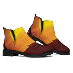 African Savanna Sunset Print Flat Ankle Boots