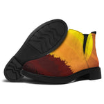 African Savanna Sunset Print Flat Ankle Boots