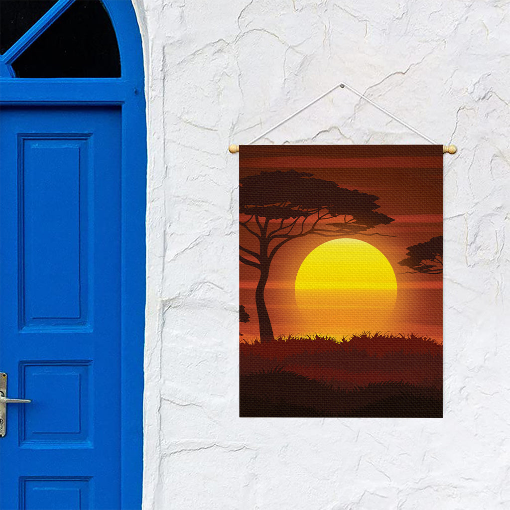 African Savanna Sunset Print Garden Flag