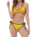 African Savanna Sunset Print Halter Scoop Tie Side Bikini