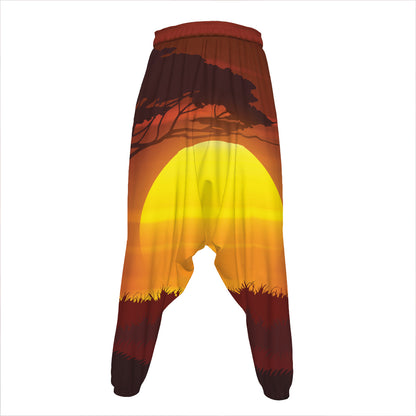 African Savanna Sunset Print Hammer Pants